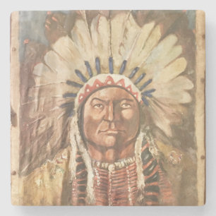 Dessous-de-verre En Pierre Chef indien Sitting Bull