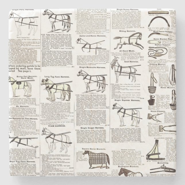 Dessous-de-verre En Pierre Cheval Antique Publicité Journal Art (Devant)