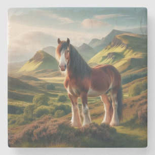 Dessous-de-verre En Pierre Cheval Clydesdale des Highlands d'Écosse