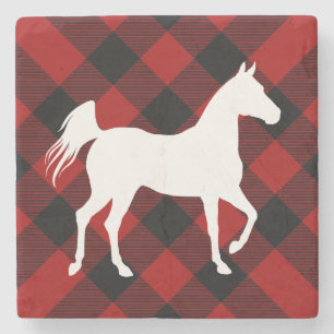 Dessous-de-verre En Pierre Cheval de Buffalo Plaid ou grand-père de Pony