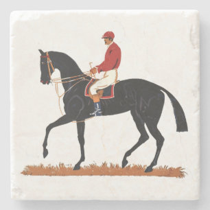 Dessous-de-verre En Pierre Cheval de course Derby Jockey Style Vintage