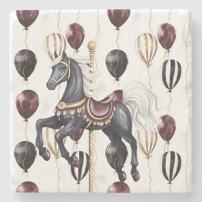Dessous-de-verre En Pierre Cheval de manège Cirque Ballons (Devant)