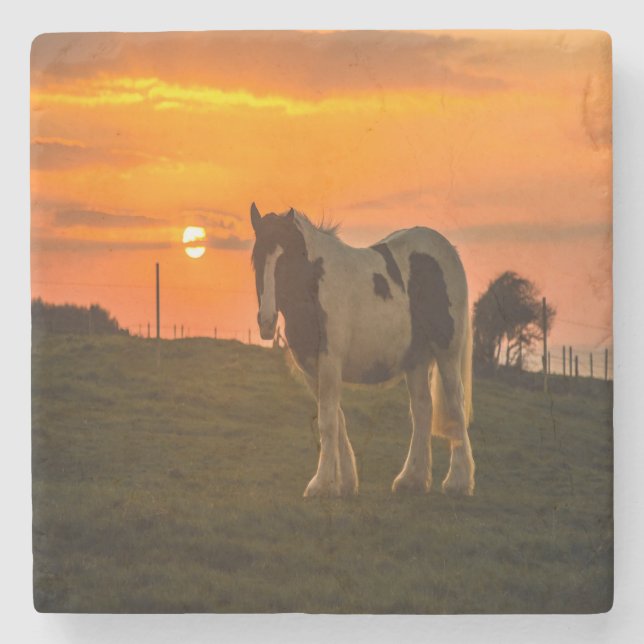 Dessous-de-verre En Pierre Cheval du coucher du soleil (Devant)