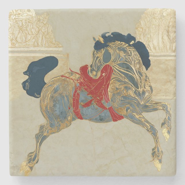 Dessous-de-verre En Pierre Cheval Impérial Doré (Devant)
