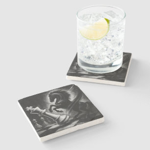 Dessous-de-verre En Pierre Cheval Noir Dramatique vs Roi - Oeuvre audacieuse 