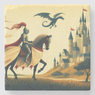 Dessous-de-verre En Pierre Chevalier médiéval/wyvern/château fantasy