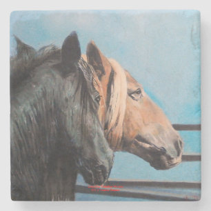 Dessous-de-verre En Pierre Chevaux/Cabalos/Horses