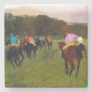 Dessous-de-verre En Pierre Chevaux de course Edgar Degas à Longchamp