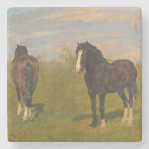 Dessous-de-verre En Pierre Chevaux de pâturage (par Rosa Bonheur)