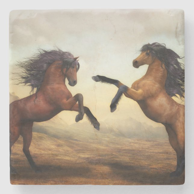 Dessous-de-verre En Pierre Chevaux sauvages (Devant)