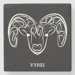 Dessous-de-verre En Pierre Chèvre tribale noire et blanche / Mouton
