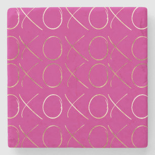 Dessous-de-verre En Pierre Chic Pink Gold Glam XOXO