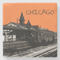 Chicago L 1950 Watercolor Sepia Photograph