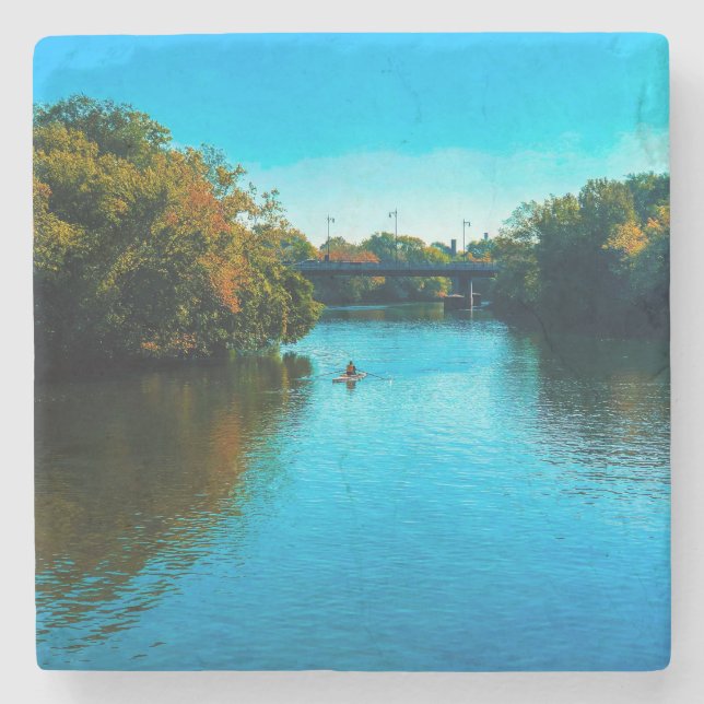 Dessous-de-verre En Pierre Chicago River à l'automne (Devant)