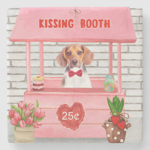 Dessous-de-verre En Pierre Chien beagle Valentine's Day Kissing Booth