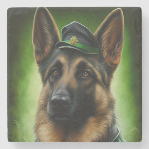 Dessous-de-verre En Pierre Chien berger allemand en tenue de la Saint-Patrick