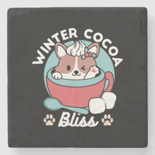 Dessous-de-verre En Pierre Chien dans la Mug Festive pour Vibes de vacances -
