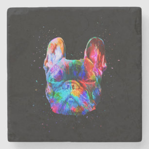 Dessous-de-verre En Pierre Chien de Chien à Chien à Chien Géométrie Couleur P