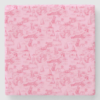 Dessous-de-verre En Pierre Chien de Mer Toile Rose