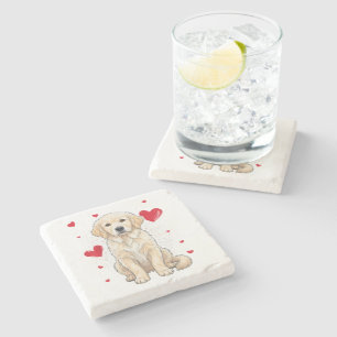 Dessous-de-verre En Pierre Chien mignon retriever doré crème anglaise