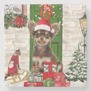Dessous-de-verre En Pierre Chihuahua Chien Noël