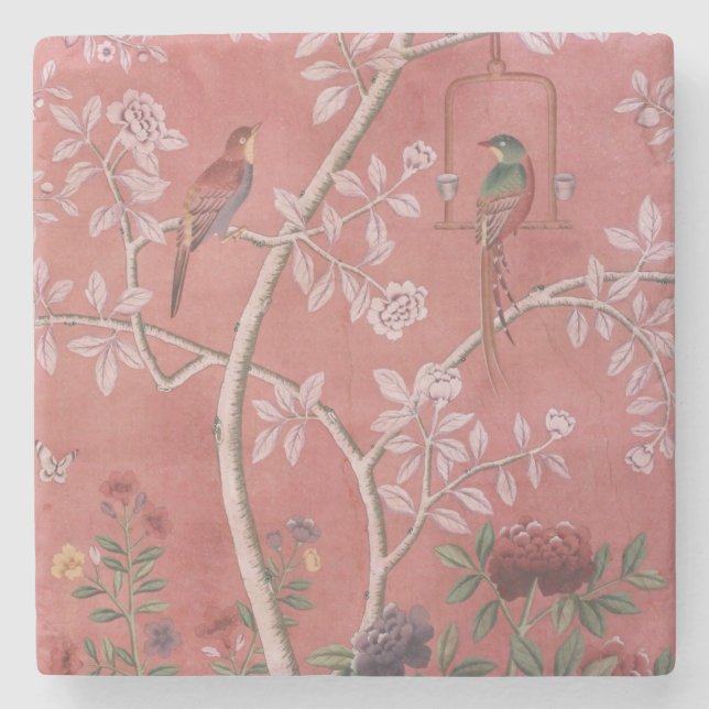 Dessous-de-verre En Pierre Chinoiserie rose (Devant)