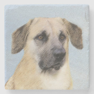 Dessous-de-verre En Pierre Chinook (Oreilles Laissées) Peinture - Art Chien o