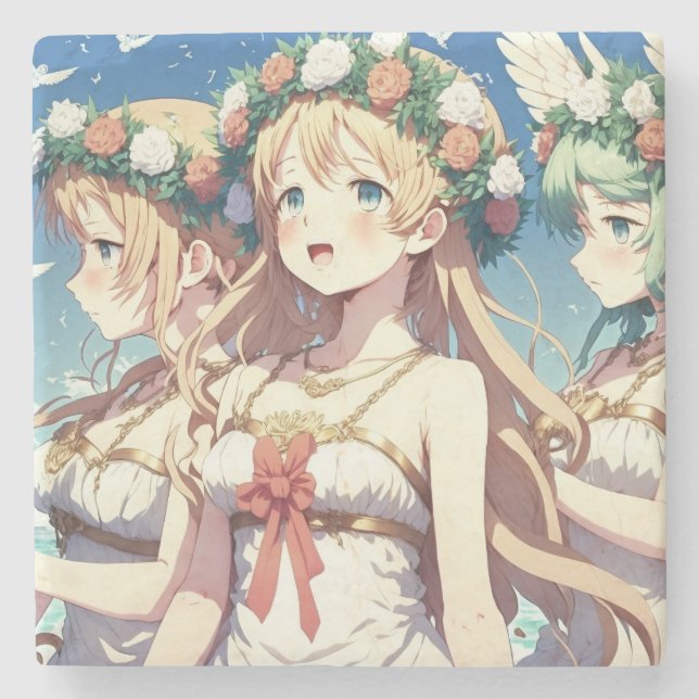 Dessous-de-verre En Pierre Chœur Anime (Devant)