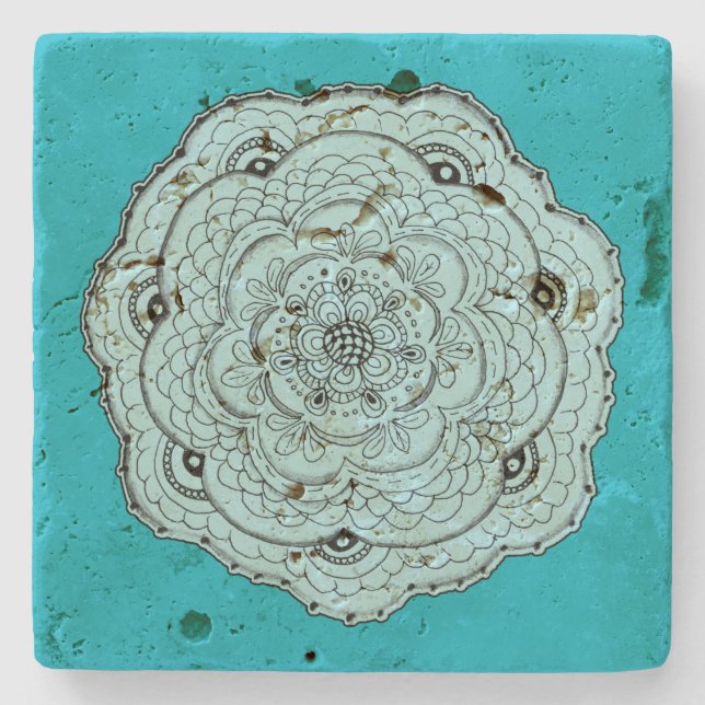 Dessous-de-verre En Pierre Choisissez Votre Propre Dentelle De Couleur Fleur  (Devant)