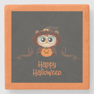 Dessous-de-verre En Pierre Chouette/Automne/Automne/Halloween/citrouille