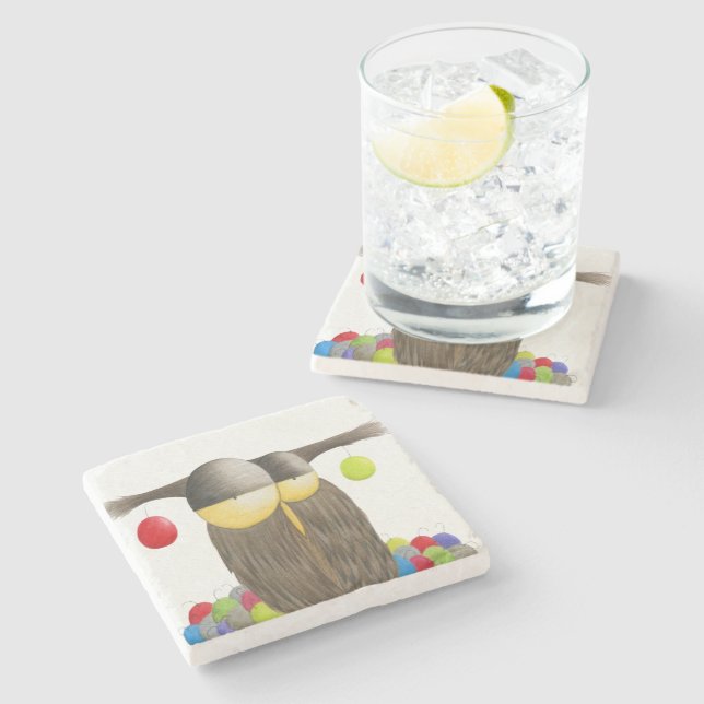 Dessous-de-verre En Pierre Chouette de Noël (Côté)