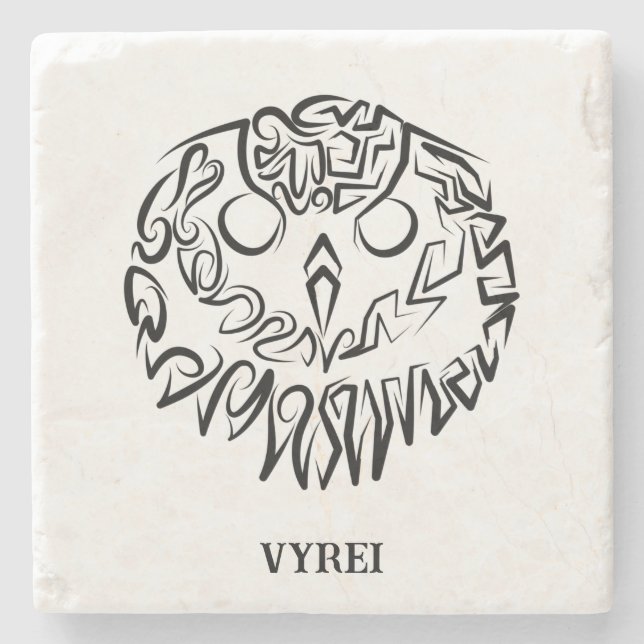 Dessous-de-verre En Pierre Chouette tribale noire et blanche (Devant)