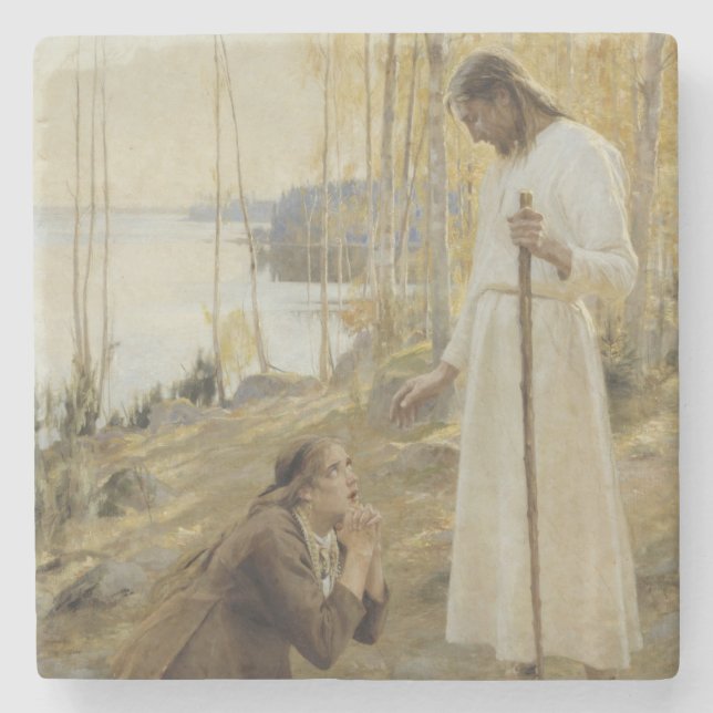 Dessous-de-verre En Pierre Christ et Marie Magdalene dans la campagne finland (Devant)