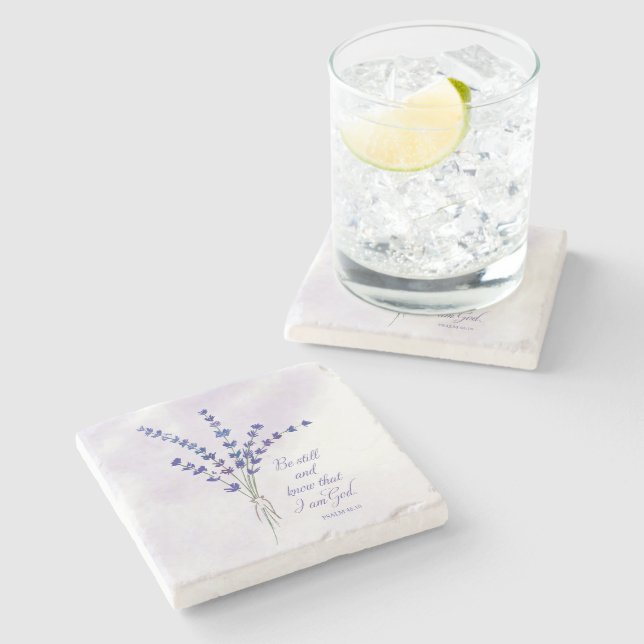 Dessous-de-verre En Pierre Christian Encouragement Lavande avec Écriture (Côté)
