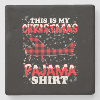 Dessous-de-verre En Pierre Christmas Pyjama Funny Aviation Airplan Cadeau