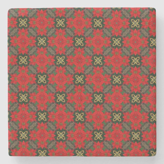Dessous-de-verre En Pierre Christmas Red Green Modern Pattern (Devant)