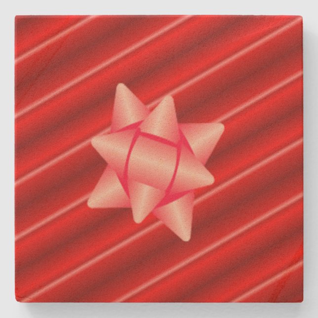 Dessous-de-verre En Pierre Christmas Red Wrapping with Bow (Devant)