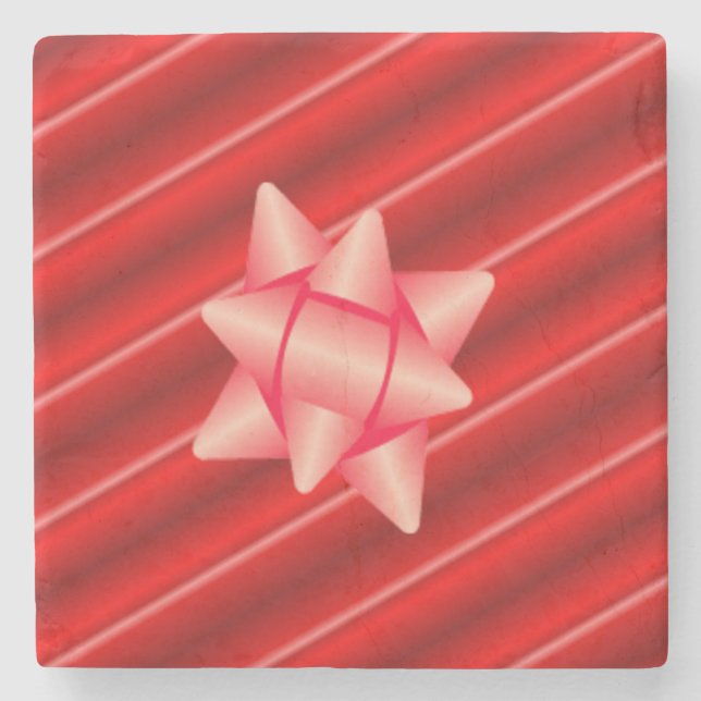 Dessous-de-verre En Pierre Christmas Red Wrapping with Bow (Devant)
