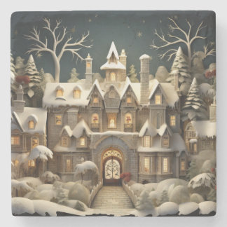 Dessous-de-verre En Pierre Christmas Snowy Manor Storybook Wonderland