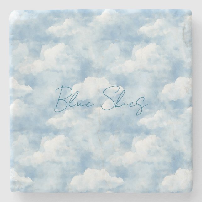 Dessous-de-verre En Pierre Cieux bleus Nuages (Devant)