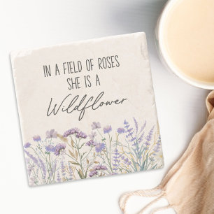 Dessous-de-verre En Pierre Citation de jardin de fleurs sauvages violettes à
