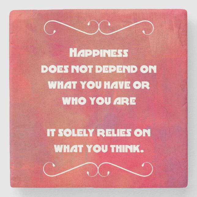 Dessous-de-verre En Pierre Citation du bonheur sur une Abstraite rouge orange (Devant)