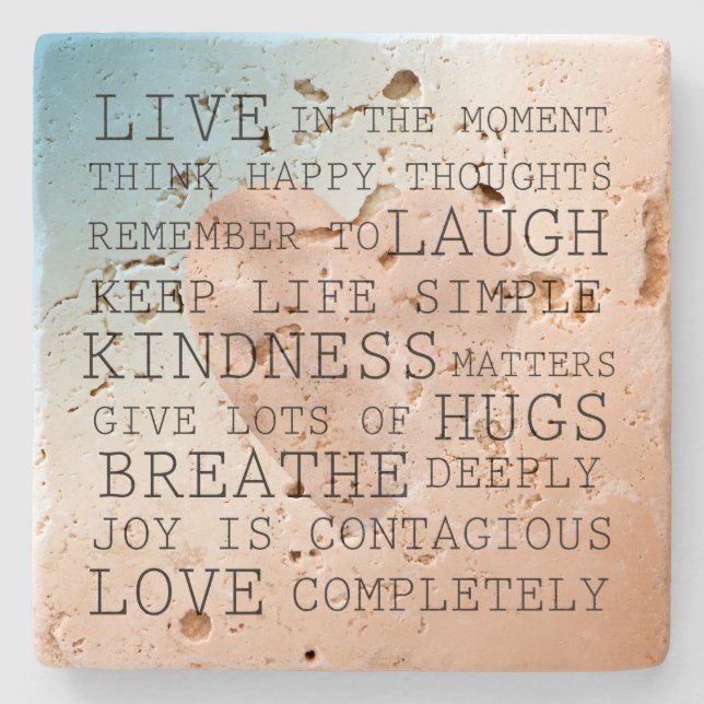 Dessous-de-verre En Pierre Citations Inspirationnelles Blue Brown Blush Heart (Devant)