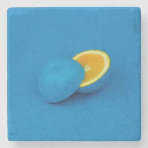 Dessous-de-verre En Pierre citron bleu coupé en deux moitiés