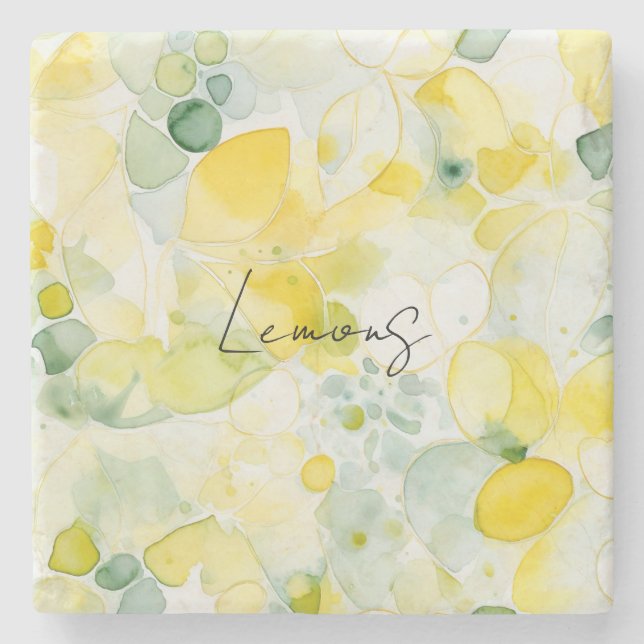 Dessous-de-verre En Pierre Citrons Jaunes Abstraits (Devant)