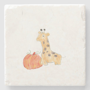Dessous-de-verre En Pierre Citrouille d'automne avec Giraffe