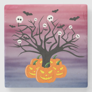 Dessous-de-verre En Pierre Citrouille d'Halloween Jack o’ Lanterne Dead Tree