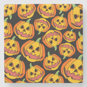 Dessous-de-verre En Pierre Citrouille d'Halloween : Symbole Vintage d'automne