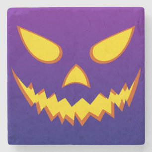 Dessous-de-verre En Pierre Citrouille Jack o Lantern visage grimaçant Hallowe