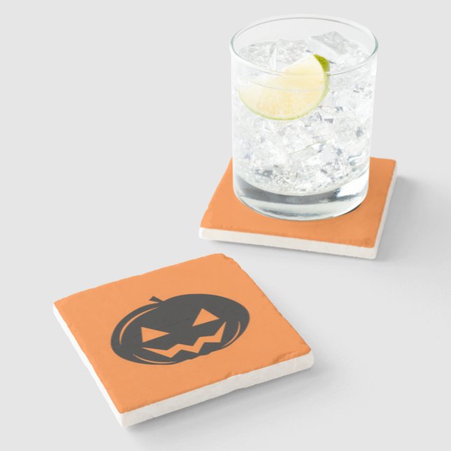 Dessous-de-verre En Pierre Citrouille noir (Côté)